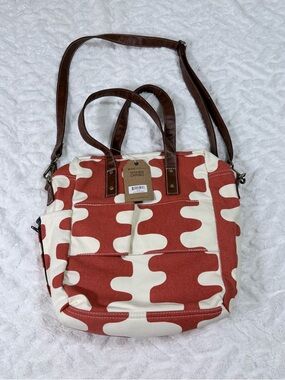 Maika Commuter Bag - Canvas Tote Bag - Red & Cream - NWT
